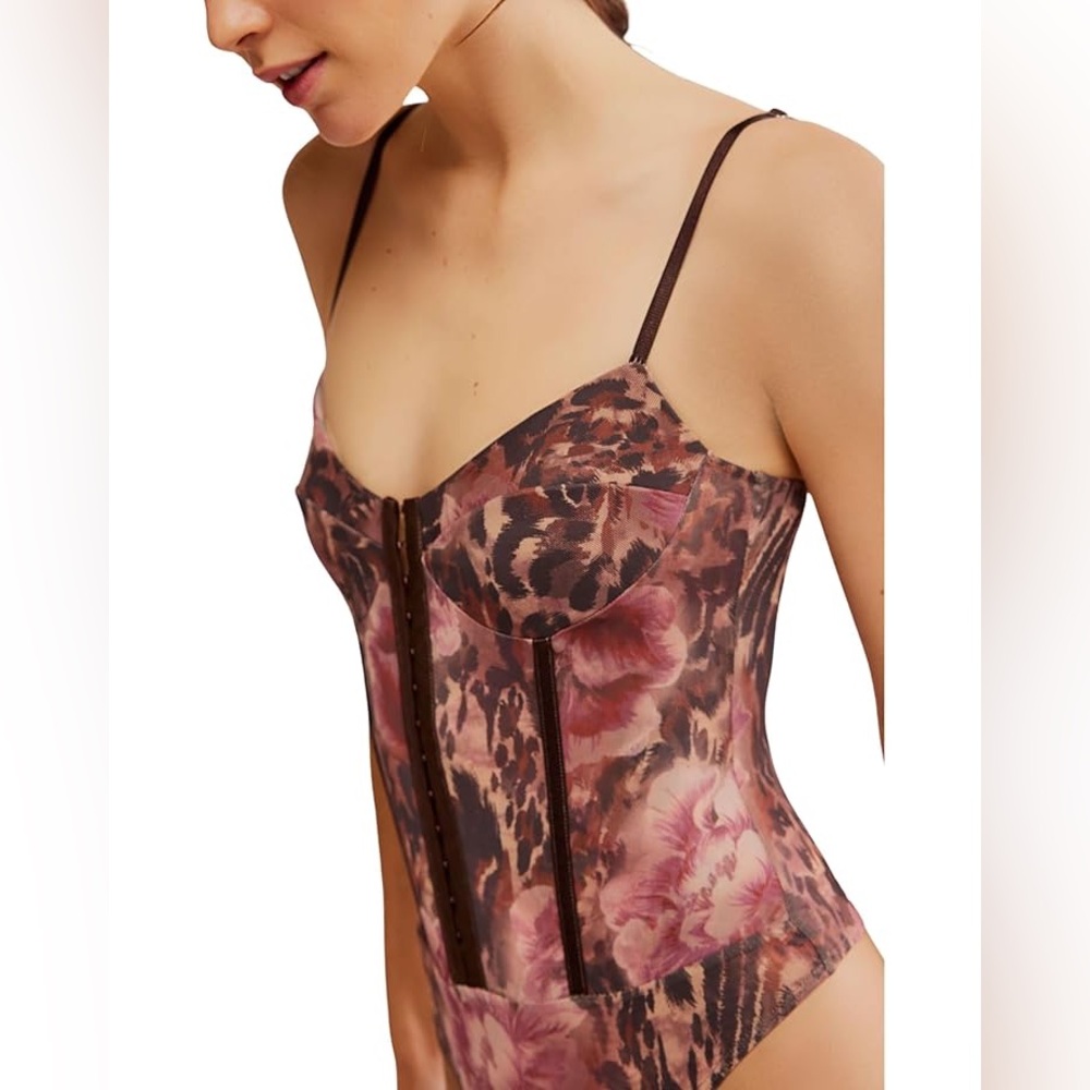 Free People Night Rhythm Bodysuit in Shaved Chocolate size Large NWT